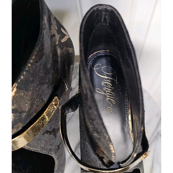 Fergie Remix Peep Toe Dress Pump Bronz Metallic Camouflage Hook Loop US 7.5M - Picture 8 of 10